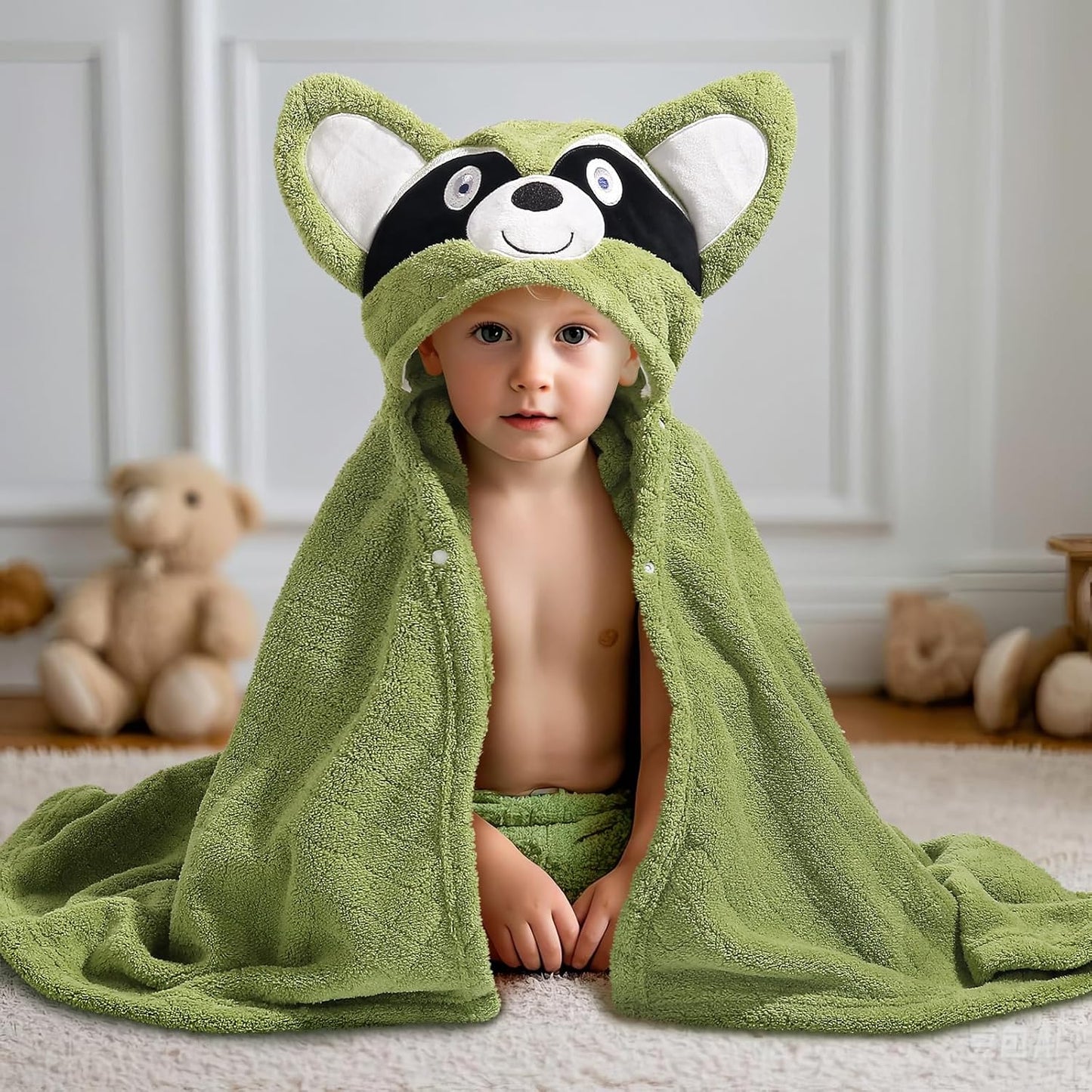Baby Towels with Hood, Kids Towels Bath Towels for Boy Girl 0-5 Years, 2-Pack Soft & Absorbent Kids Hooded Bath Towels for Toddlers 1-3, Baby Bath Towels with Hood Large 50'' x 32'' Thick
