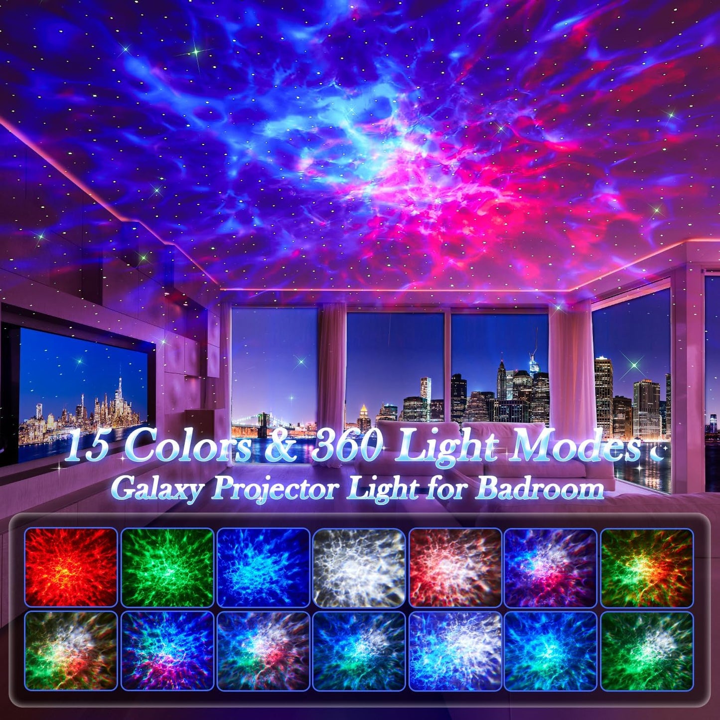 Star Projector,15 Colors Galaxy Projector for Bedroom,15White Noise Light Projector for Bedroom,5.0 Bluetooth Night Light Projector,Nebula Projector Star Lights