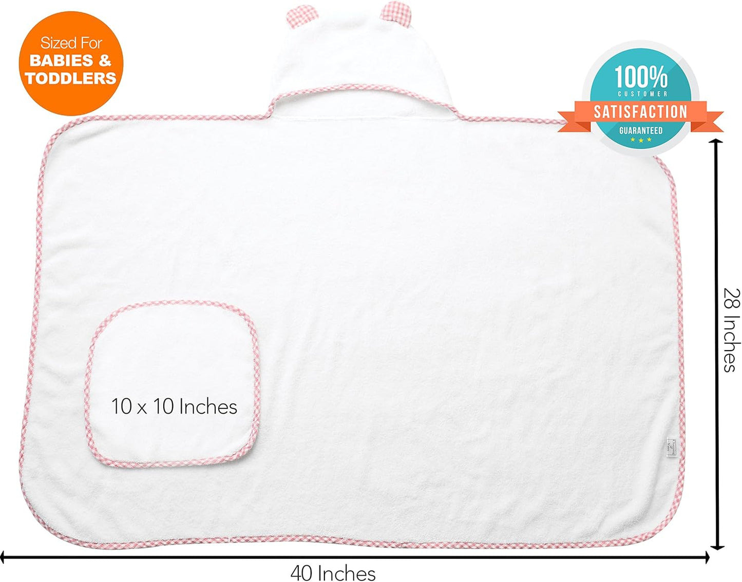 Channing & Yates Premium Boutique Baby Towels for Girls - Hooded Girl Towel & Washcloth Set - Organic Viscose Made from Bamboo Baby Towels with Hood - Baby Girl Bath Towels (Pink)