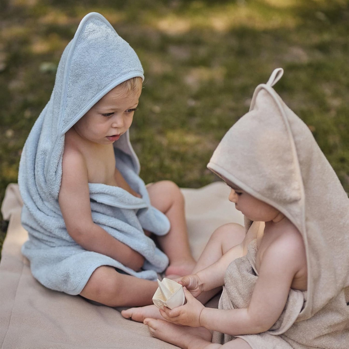 Organic Cotton Baby Hooded Towel - Super-Soft and Absorbent Bath Towel for Newborn, Boy, Girl - 32" x 32" (Baby Blue)