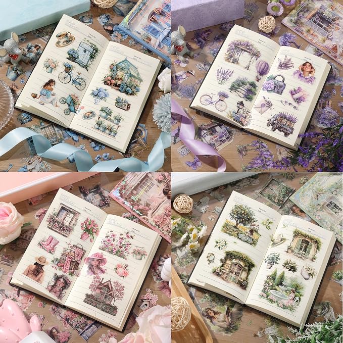 4 Book pet Scrapbooking Stickers Pre-Cut 480 PET Stickers People Sticker Books