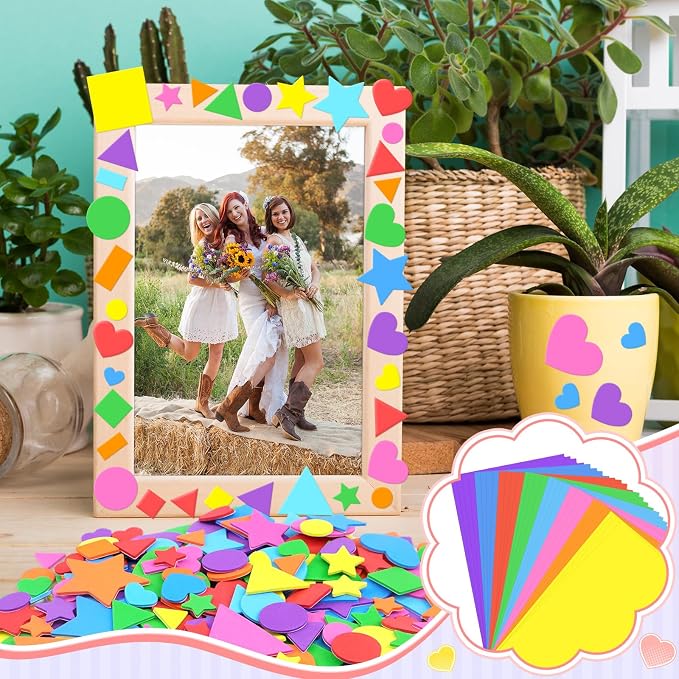 3240Pcs Foam Stickers Foam Shape Stickers Colorful Self Adhesive, 8 Colors