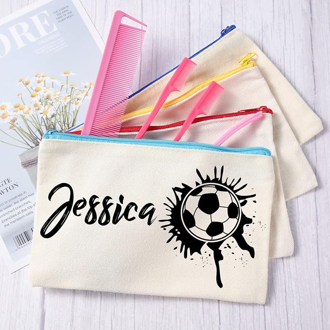 Reginary 80 Pack Canvas Zipper Makeup Bags Bulk Pencil Pouches Blank DIY Craft