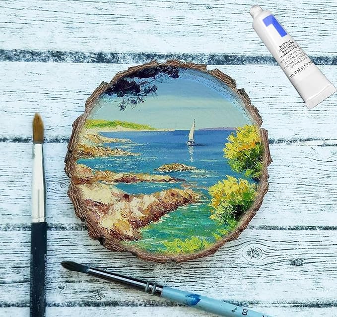 Unfinished Wood Slices for centerpieces 18 PCS 5.1-5.5 Inch, Round Wooden Discs