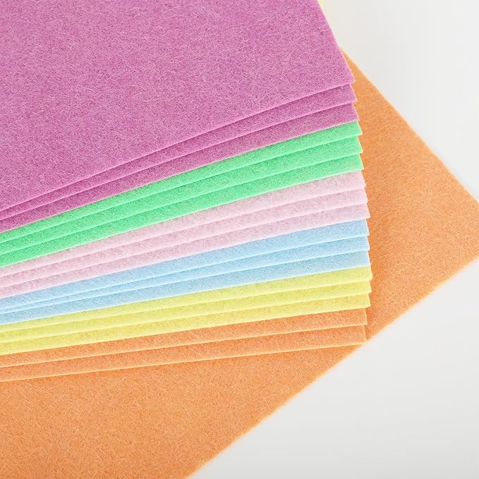 Whaline 18Pcs Pastel Felt Fabric Sheets Pink Blue Assorted Soft Thick Craft