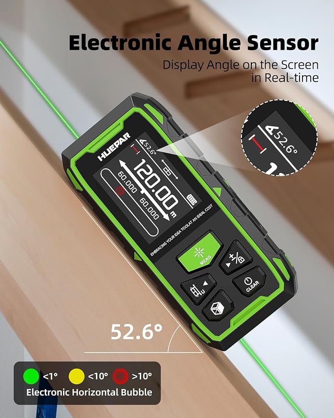 Huepar Dual Laser Measuring Tool, Fathers Day Dad Gifts, 393Ft Green-Beam