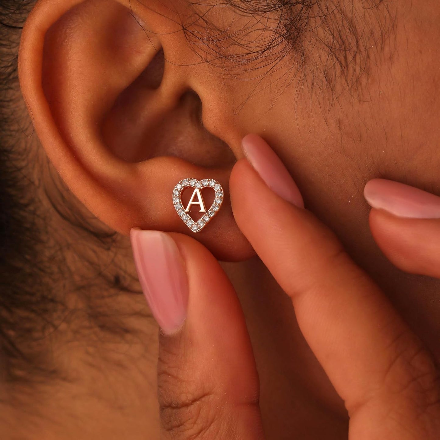 Anoup Christmas Gifts for Grandkids Girls Earrings - S925 Sterling Silver Post CZ Hypoallergenic Stud Heart Initial Earrings for Women Kids Jewelry Stocking Stuffers for Teen Girls Birthday Gifts