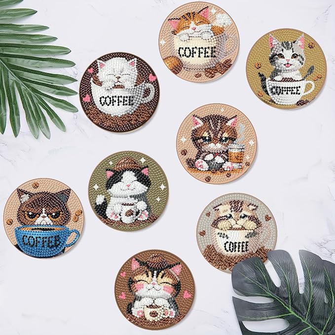 Clendo 8 PCS Diamond Art Coasters