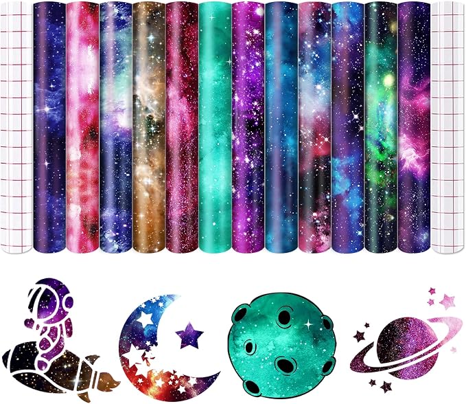 Night Galaxy Starry Permanent Adhesive Vinyl 12 Sheets 12'' x 10'' | Celestial