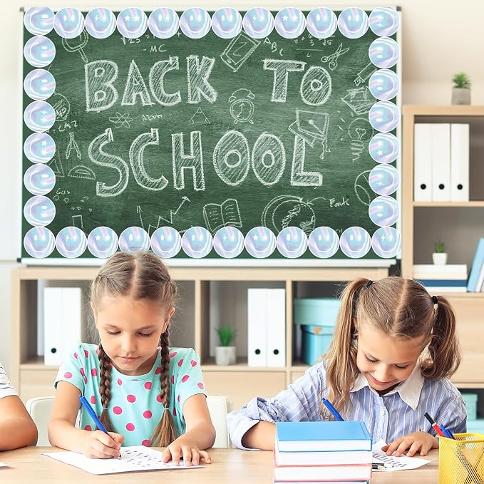 FYSUIMU 65.6 Ft Iridescent Happy Face Bulletin Board Border Back to School