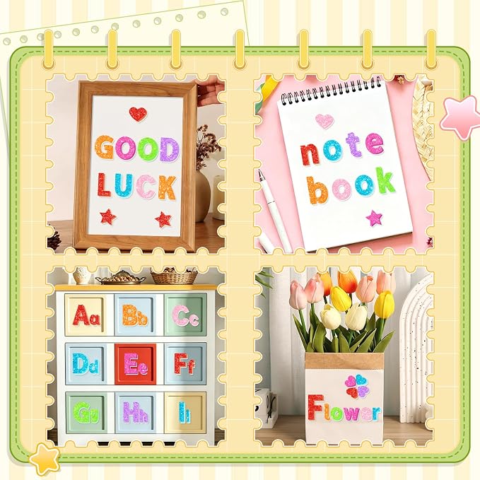 Glitter Foam Letter Stickers 469 Pcs Self-Adhesive Uppercase & Lowercase ABC