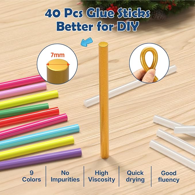 Cordless Hot Glue Gun and 40 Sticks, Fast Preheating