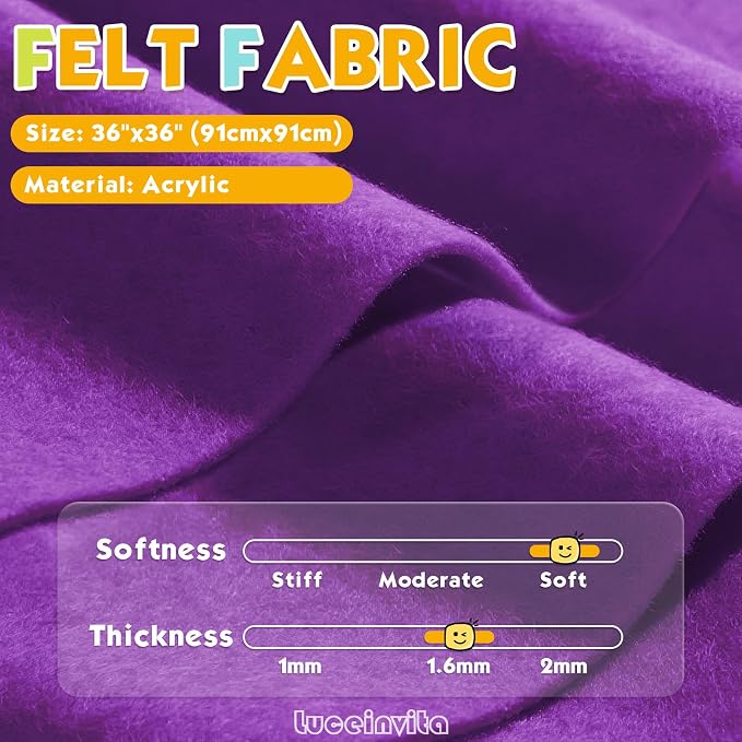 Bright Violet 36" X 36" Felt Fabric Sheet