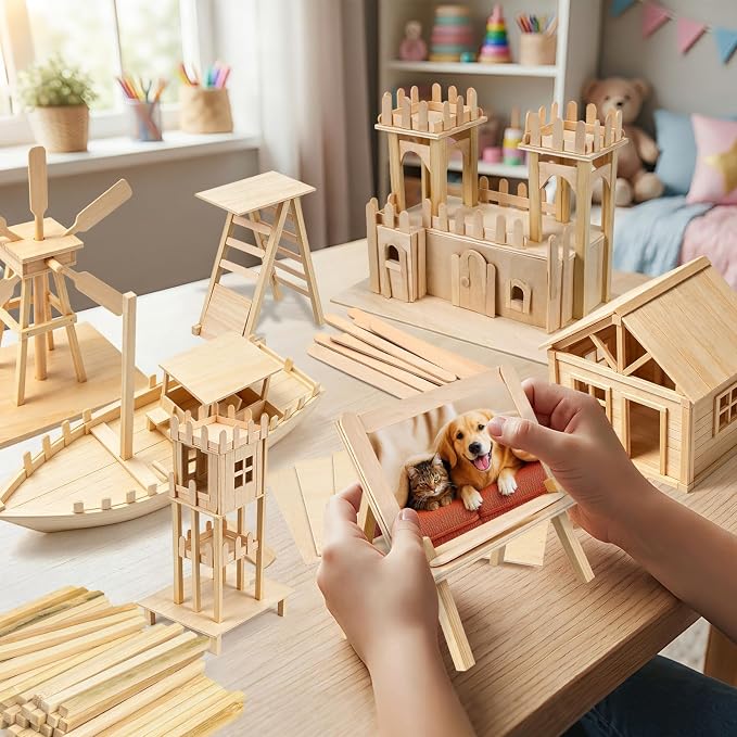 Natural Wood Craft Wood Square Dowel Rods Balsa Wood Sheets Smooth Popsicle Art