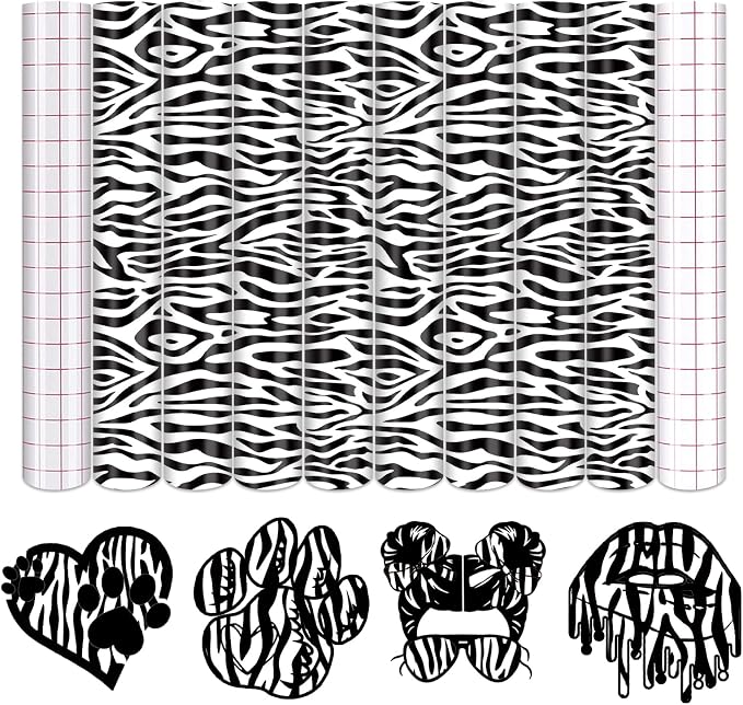 Tintnut Leopard Permanent Vinyl Zebra Pattern Adhesive Vinyl 8 Pcs 12x10in |