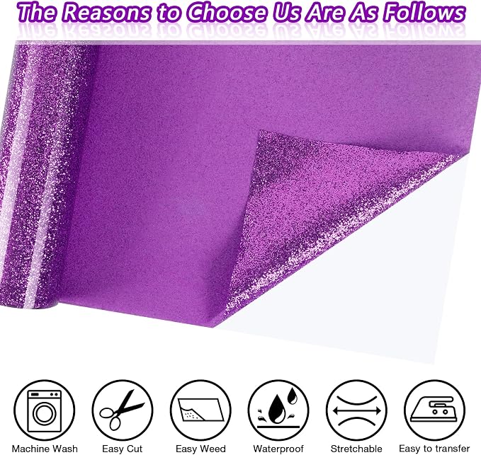 TORC Purple Glitter HTV Purple Heat Transfer Vinyl HTV Rolls