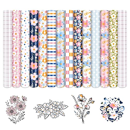 Tintnut Candy Flowers Permanent Vinyl 12x10in 12 Pcs Self Adhesive Vinyl | Boho