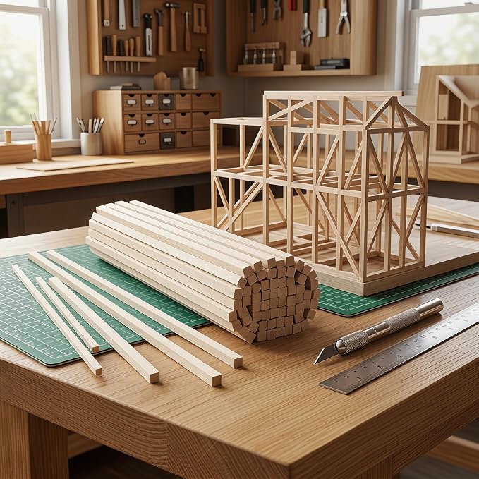 320 Pieces Balsa Wood Sticks 1/8 x 1/8 x 12 Inch Wood Strips Balsa Square