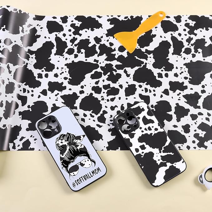 Tintnut Cow Spots Permanent Vinyl Roll 12in x 5ft Cowhide Adhesive Vinyl |
