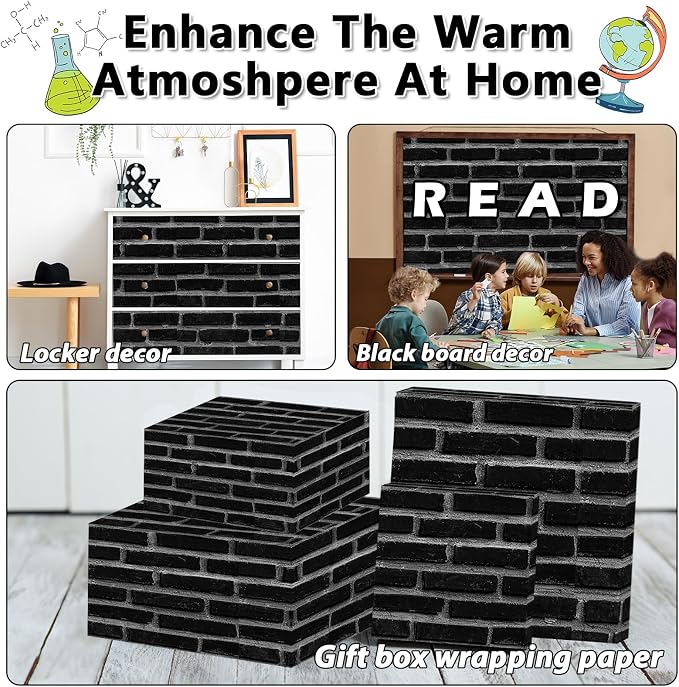 Black Brick Wall Bulletin Board Paper Roll Vintage Theme Stone Brick Bulletin
