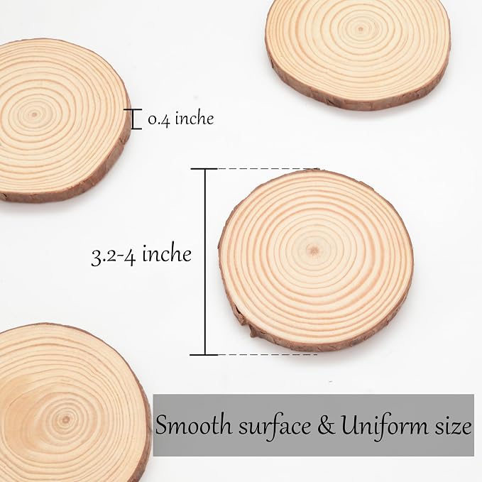 Unfinished Natural Wood Slices: 3.2-4 Inch Circles