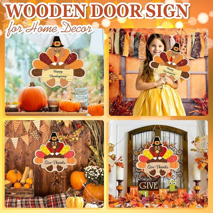 Large Size 12" Wooden Turkey Ornaments to Paint, Thanksgiving DIY Blank