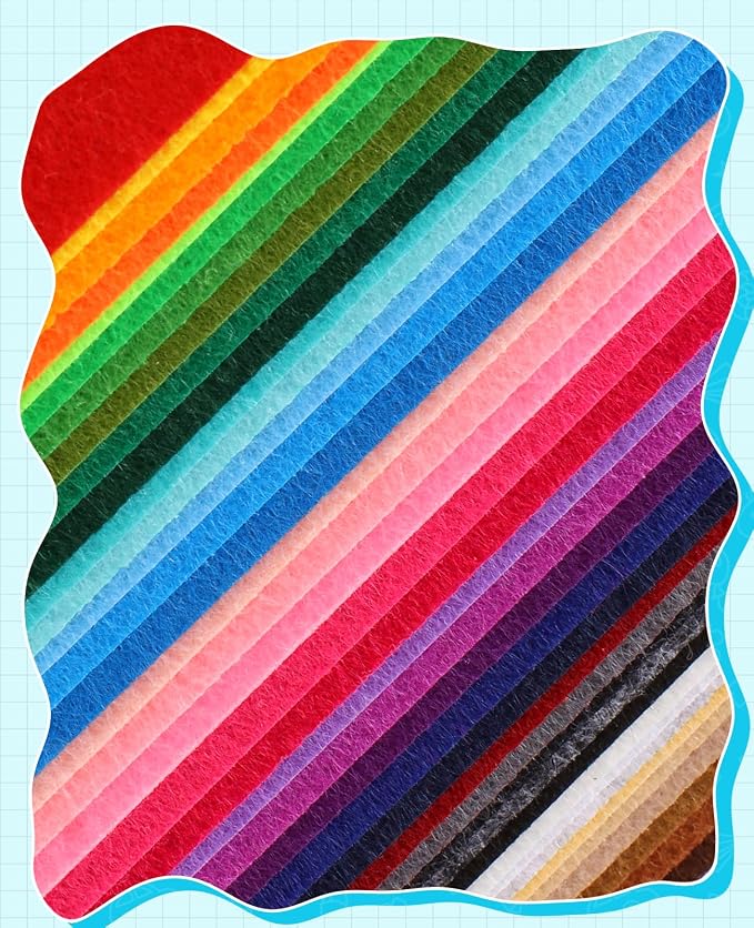 Felt Fabric Sheets 40pcs 6x6in 1mm Assorted Nonwoven