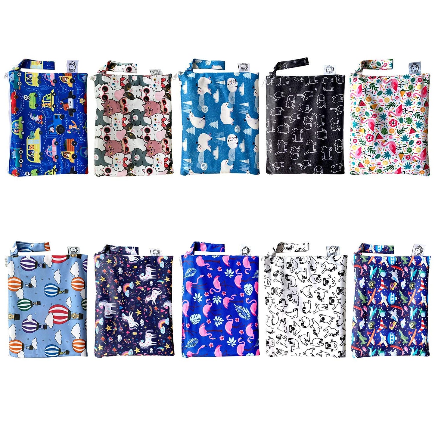 Flock Three Waterproof Baby Diaper Changing Pad with Storage Bag (28.7" X 19.7") Washable Wipeable Reusable Leak Proof Diaper Travel Mat Station Changing Mattress Liner Cribs Bed Cover, Cats