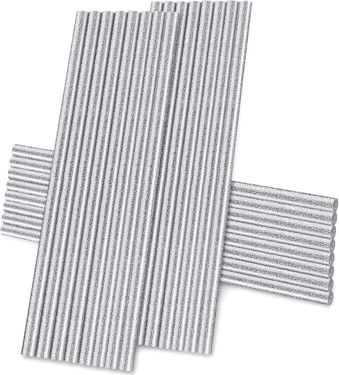 Manarty Glitter Silver Hot Glue Sticks, All Temperature Adhesive EVA Glue Sticks