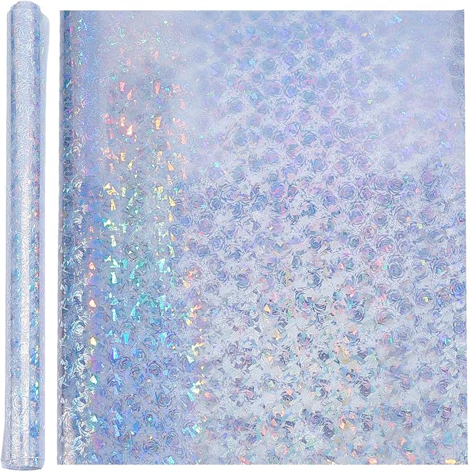 Transparent PVC Clear Vinyl Faux Leather Sheets, 11.8 x 48 Inch Holographic