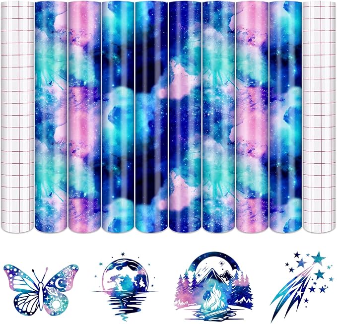 Tintnut Galaxy Permanent Vinyl 8 Sheets 12x10in Pink Blue Adhesive Vinyl |