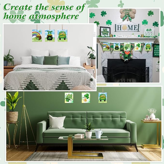 COCHIE 10 Pieces Large St. Patrick's Day Unfinished Wood Crafts to Paint