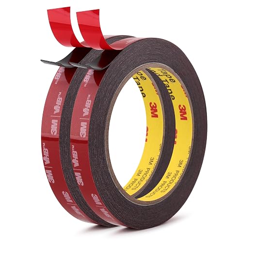3M Double Sided Tape, Heavy Duty, 1/2” x 18Ft, 2 Pack | Very High Bonding