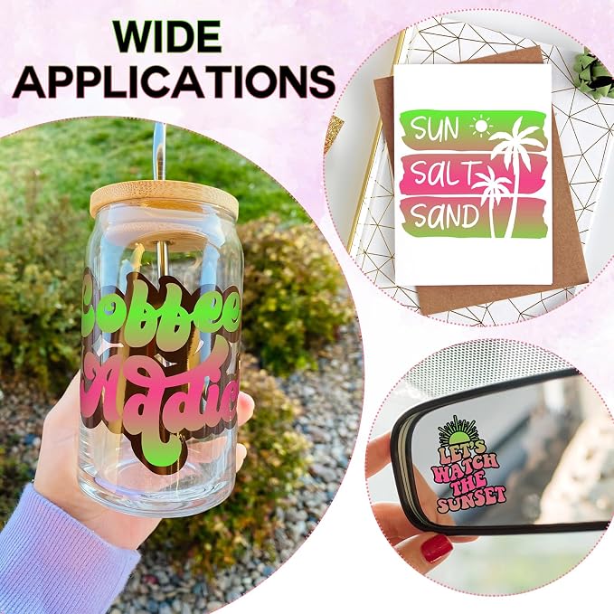 Tintnut Gradient Permanent Vinyl 8 Pcs12x10in Green Pink Adhesive Vinyl |