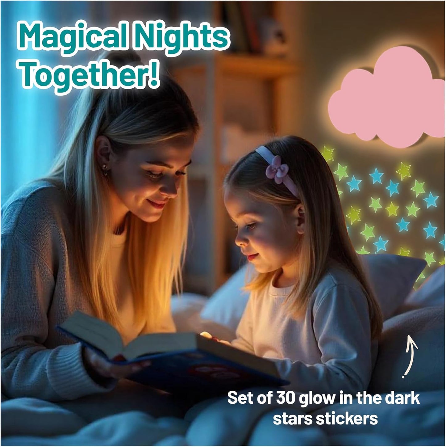Cloud Lights - Nursery Decor Cloud Lamp, Rechargeable Baby Lamps with Remote, Hanging Lamp for Nursery, Kids Night Light with Timer & Touch Control (Pink)