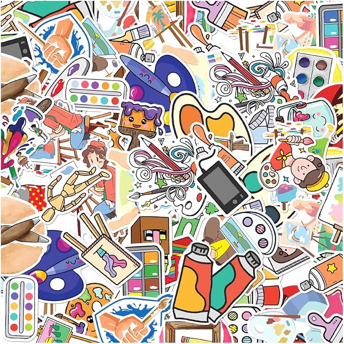 Cute Cartoon Art Supplies Vinyl Stickers Pack