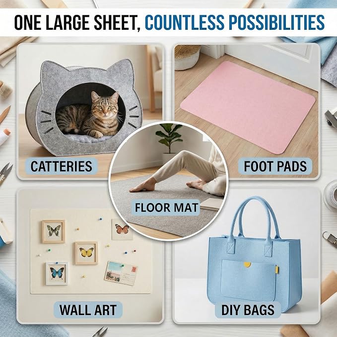Golden Yellow Felt Fabric 36" x 72" 1.6mm Thick Large Craft Sheet | Soft