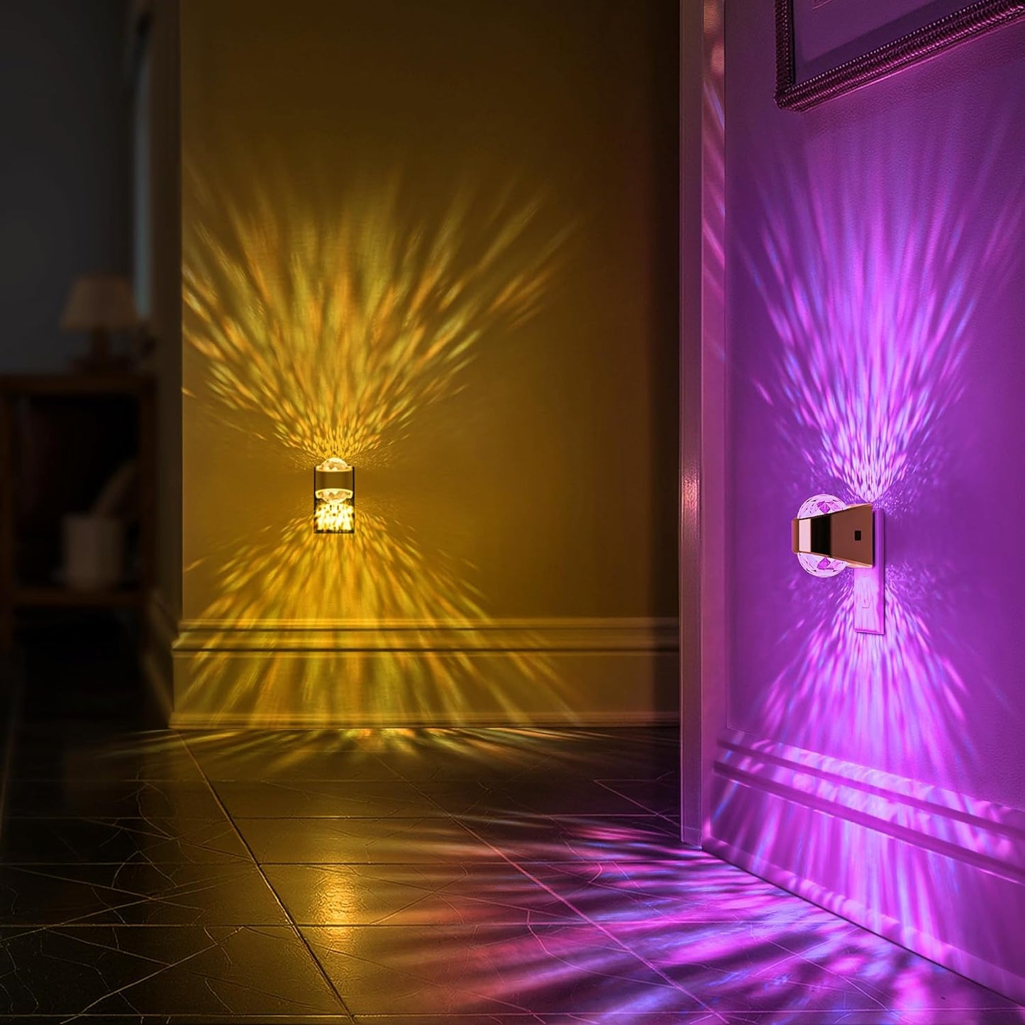Night Lights Plug into Wall, Star Projector for Bedroom, Gold Night Light Projector for Kids, 9-Color RGB Galaxy Nightlight with Dusk to Dawn Sensor for Bathroom, Home Gaming Room Decor Gifts