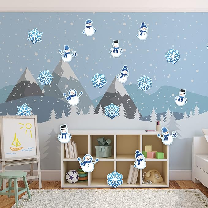Outus 45 Pcs Winter Cutouts Snowflake Accents Paper Cutouts Name Tags Seasonal