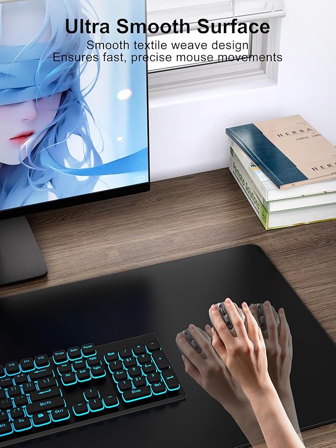 TopMade Mouse Pad with 15W Fast Wireless Charging, 31.5"x15.75" XXL Large Gaming Waterproof Desk Pad with Ultra-Smooth Surface, Non-Slip Base, Computer Desk Mat for MacBook, PC, Laptop, Black