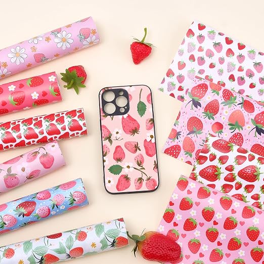 Tintnut Strawberry Permanent Vinyl 10 Sheets 12''x10'' Adhesive Vinyl | Flower