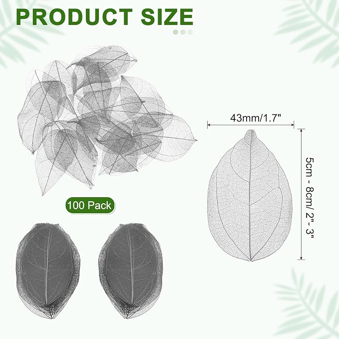 uxcell 100 Pcs Grey Skeleton Leaves