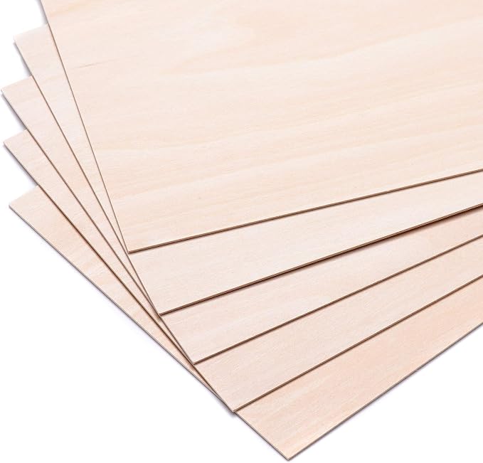5 Pack 300x200x1.5mm Basswood Plywood Thin Wood Sheets