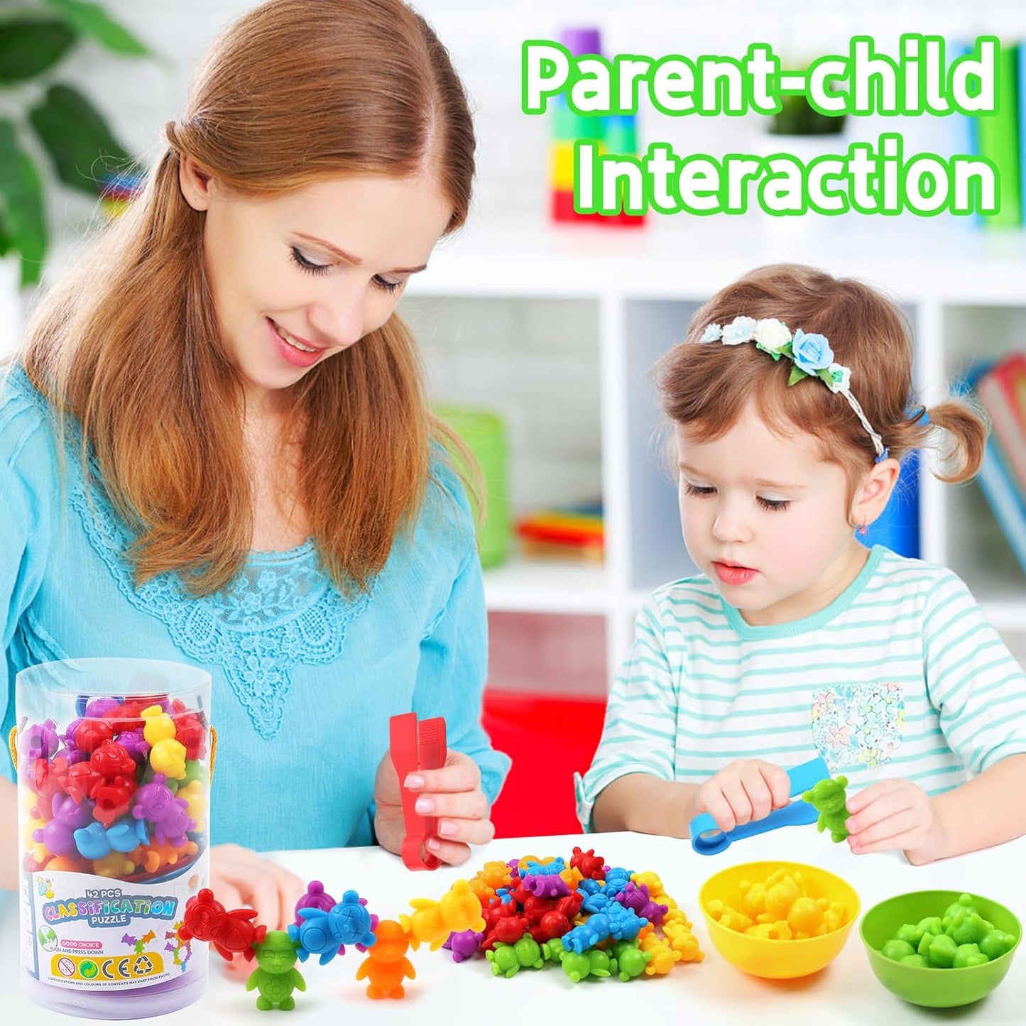 UNIQUE KIDS Counting Matching Game with Sorting Cups, Color Classification and Sensory Training Educational Learning Toys Set Gift for Toddlers Preschool Ages 3 Years and up (New Stacking Monkey)