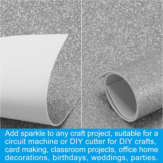 PATIKIL 30Sheets Gray EVA Glitter Foam Sheet 11.8 x 7.9 Inch 2mm Thick Sparkle