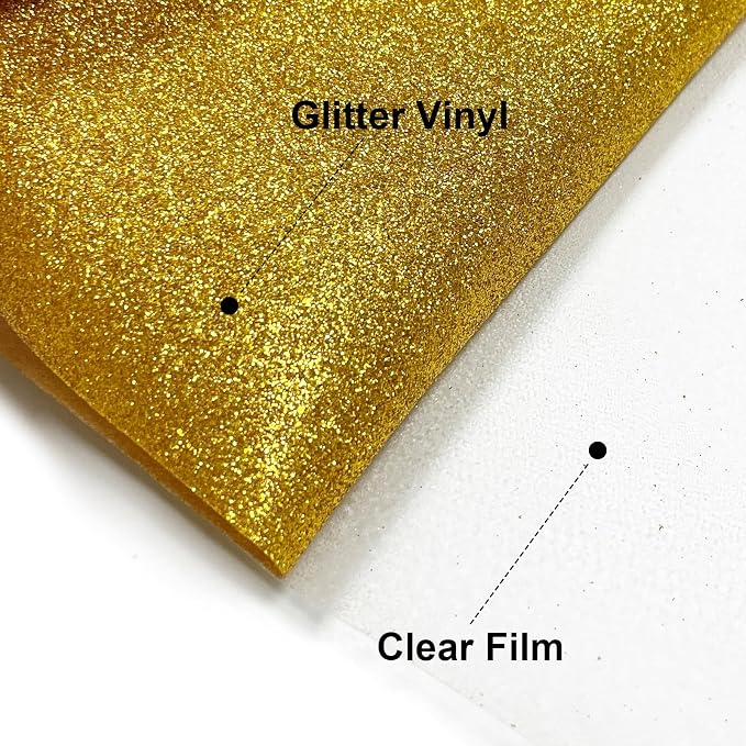 Efuncro- Gold Glitter HTV 12'' x 8FT Heat Transfer Vinyl, Iron on
