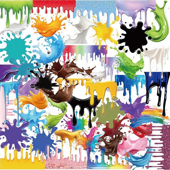 50 Pieces of Transparent Cartoon Dripping Paint Stickers, Suitable