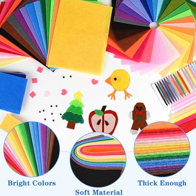 NEBURORA 80PCS Felt Fabric Sheets Craft Kit