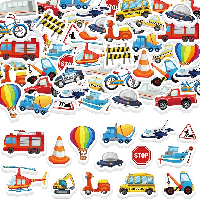 300Pcs Transportation Foam Stickers, Self-Adhesive Truck Cartransportation