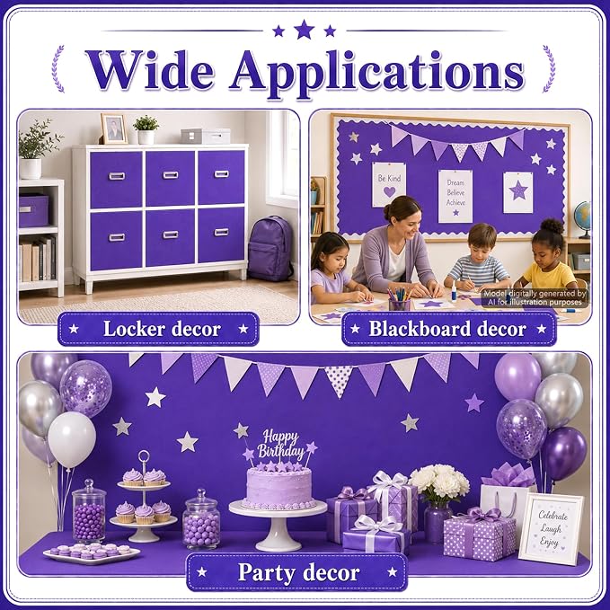 Purple Bulletin Board Roll Non-Woven Fabric Poster 16in X 12ft | Back to School
